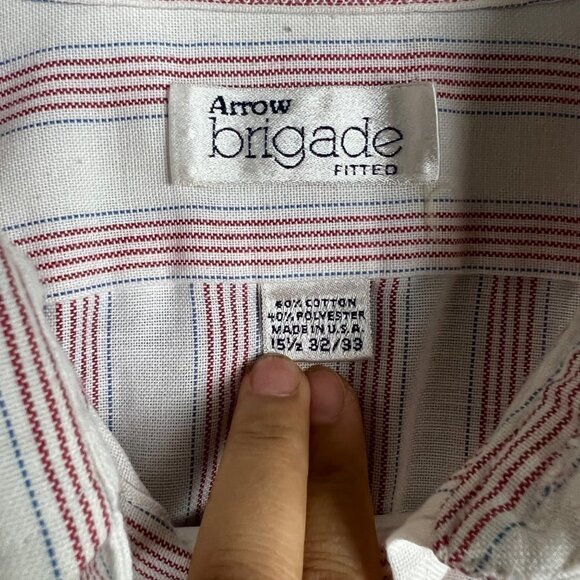 VTG Arrow Brigade Shirt Mens Size 15.5 32/33 Button down shirt Stripe - Picture 8 of 8
